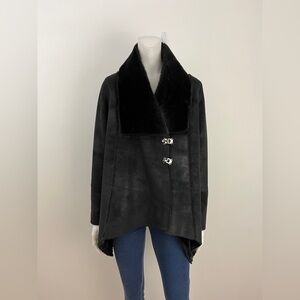 GUESS faux Shearling asymmetric hem coat